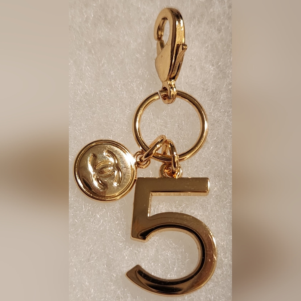 CHANEL CC #5 Gold Tone Bag Charm NWOT